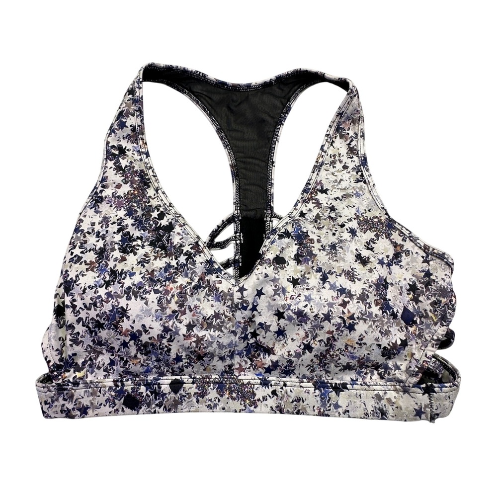 Victoria's Secret Sports‎ Bra Women's Medium Star Racerback Strappy Black Purple